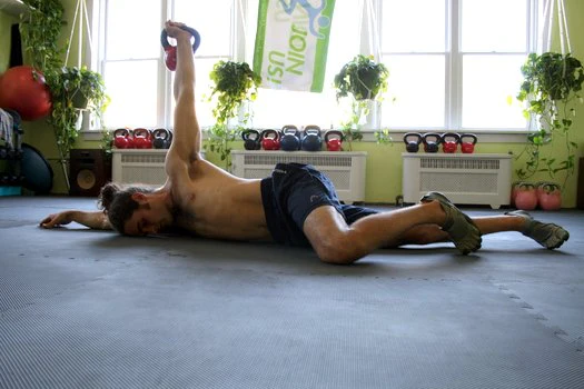 Nick showcasing the mobility enhancing RKC Arm Bar