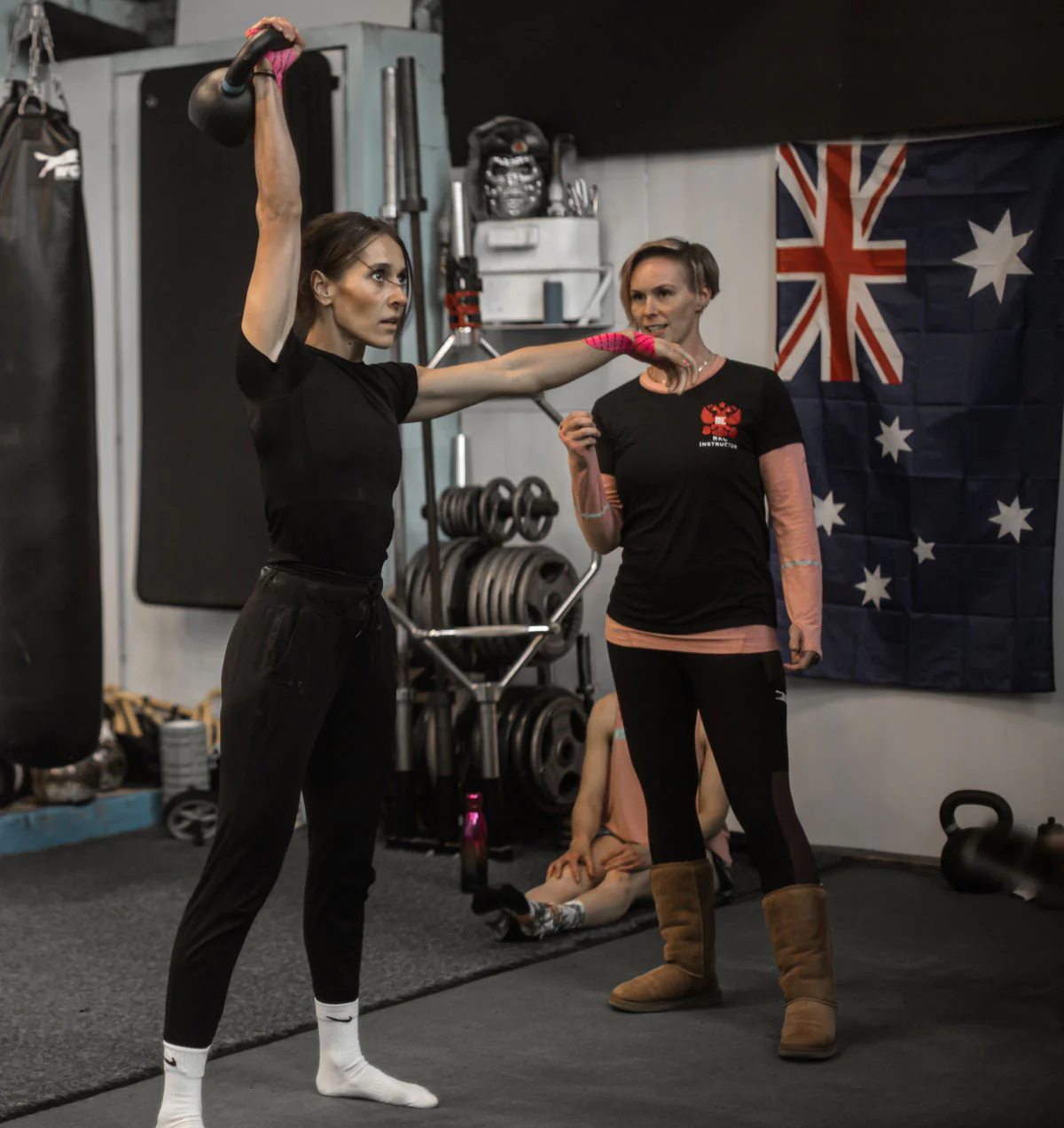 kettlebell snatches at an RKC workshop