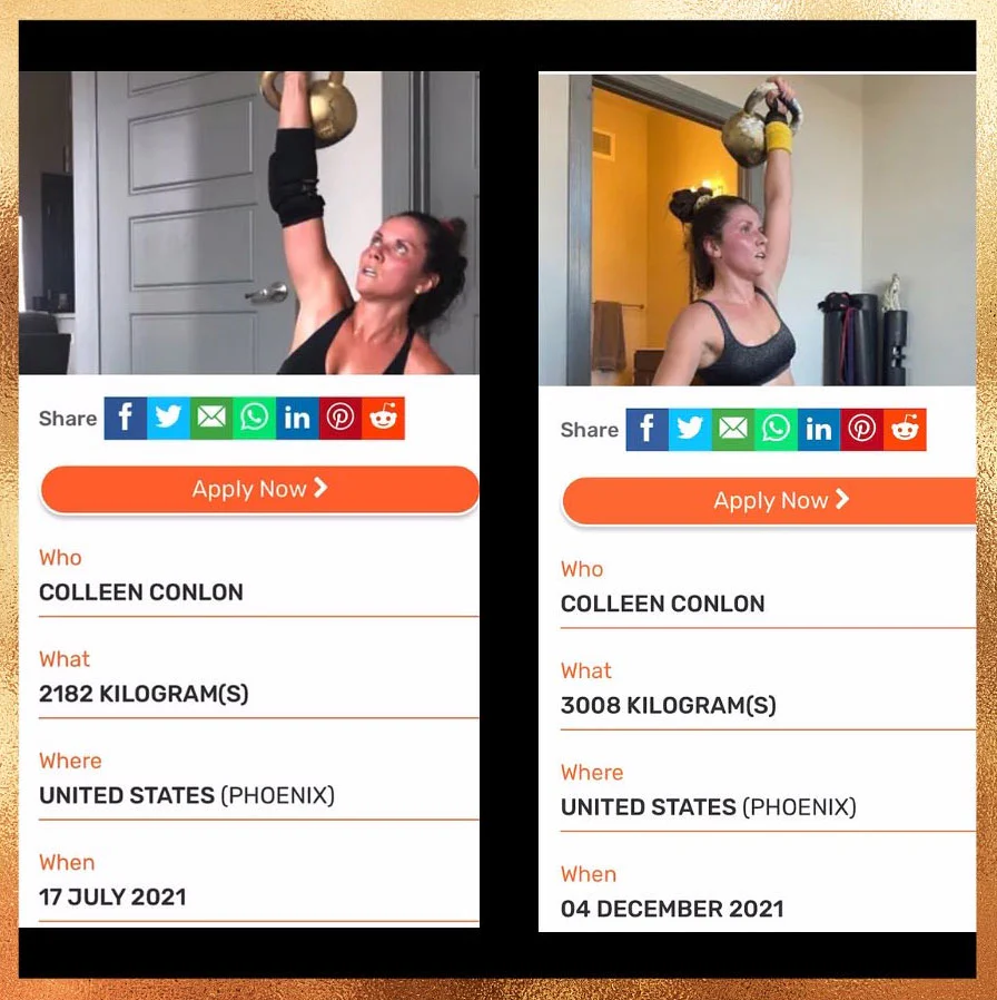 Both of Colleen Conlon's Guiness World Book of Records Successful Attempts