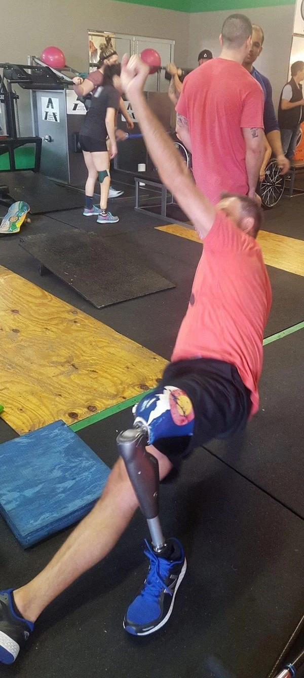 amputee athlete performing a get-up