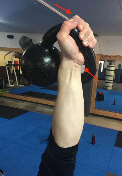 Diagram of kettlebell corner grip